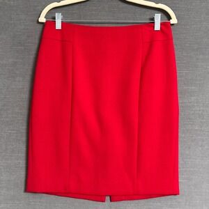 Ann Taylor Skirt 8 Petite Red Wool Classic Career‎ Office Work Holiday Cocktail
